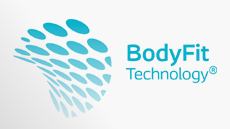 Türkisfarbenes Logo der BodyFit-Technologie